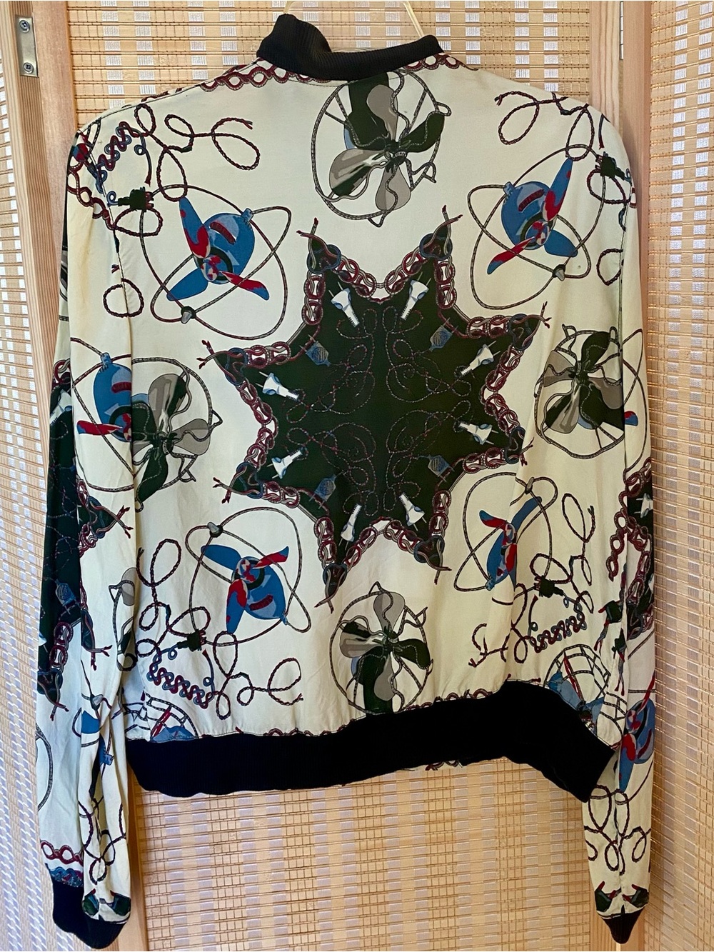 Jean Paul Gaultier Vintage Womens Printed Bomber Jacket in Cream & Dark Green - Picture 2 of 4